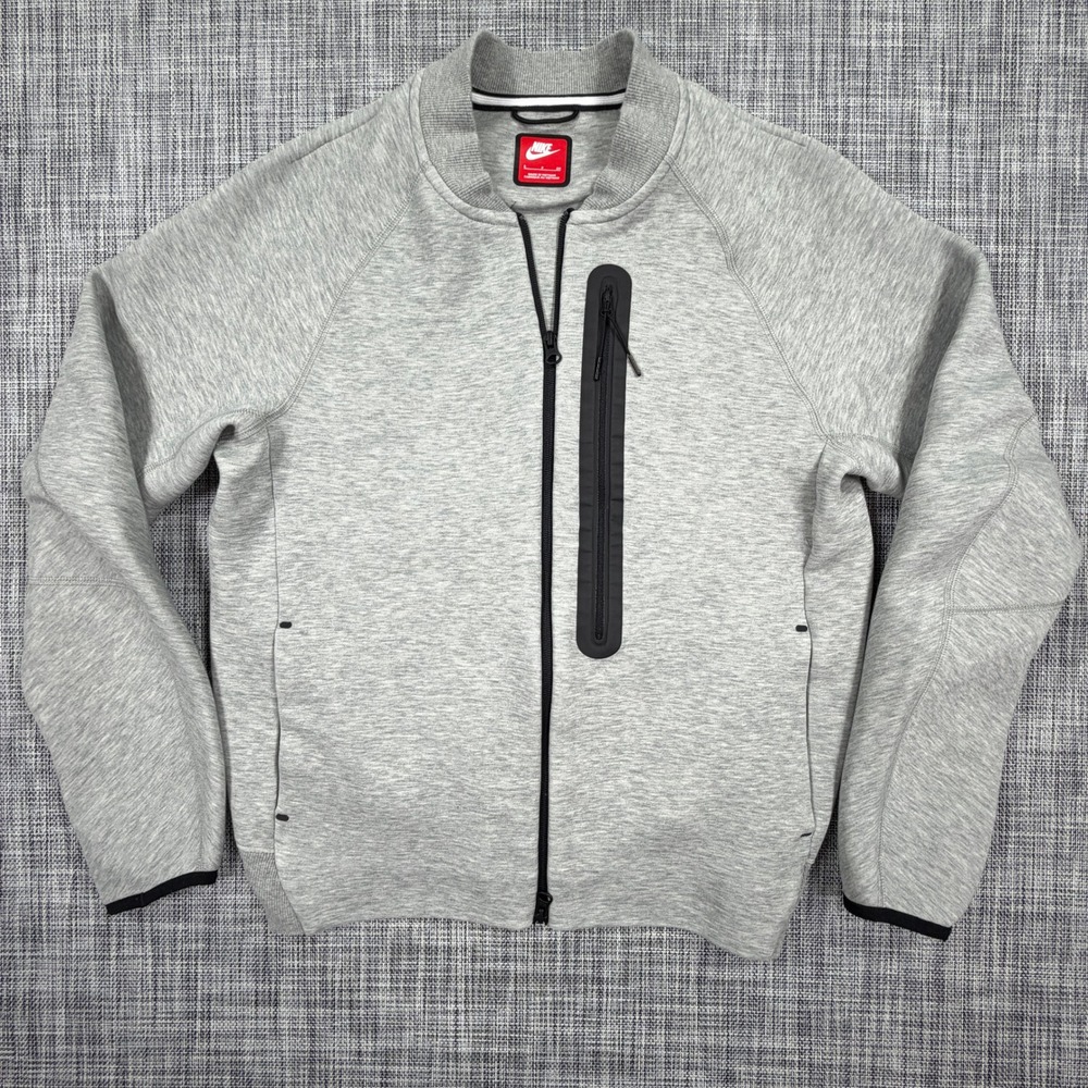 Nike Sportswear Mens Small Tech Fleece Bomber Jacket Gray Full Zip FB8008-063